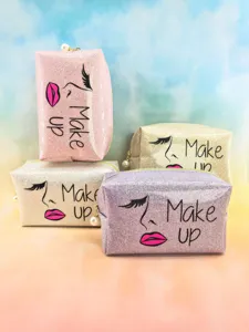 Sparkly glitter cosmetic bag portable makeup pouch cute storage bag for women girls.
