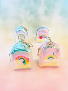 Iridescent Laser Mini Backpack Coin Purse For Girls Cute Cartoon Rainbow Unicorn Earphone Storage Bag Small Keychain Wallet