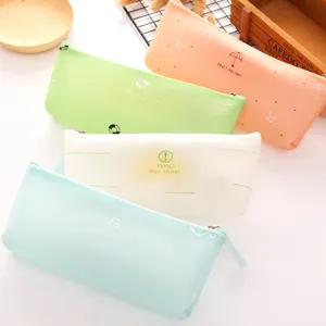 Silicone pencil case cute student stationery storage bag fresh triangle pencil pouch design!