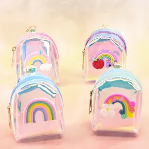 Holographic laser mini backpack coin purse cute cartoon rainbow storage bag for keys and small items