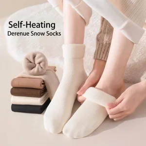 Détail de chaussettes d'hiver thermiques épaisses doublées de polaire en plusieurs couleurs