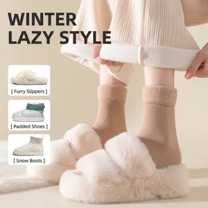 Chaussettes thermiques épaisses avec chaussons en peluche pour l'hiver
