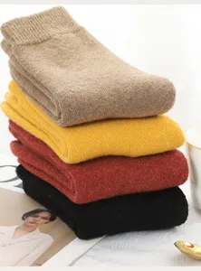 Thick fleece warm wool winter socks for women, comfortable mid-calf floor socks detail view