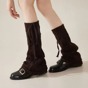 Cable knit winter leg warmers stylish brown boot cuffs cozy thermal socks for women apparel