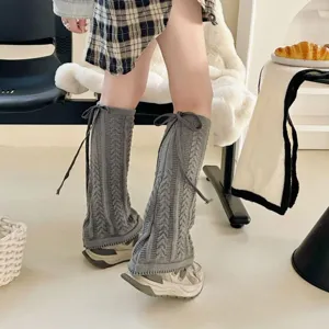 Grey cable knit leg warmers for women autumn winter cozy thermal fashion boot cuffs warm