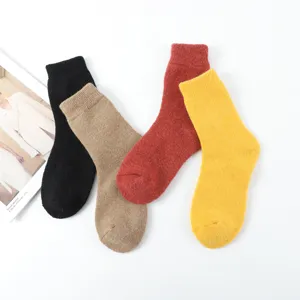 Thickened cashmere wool women mid-calf warm socks winter solid color cozy thermal hosiery