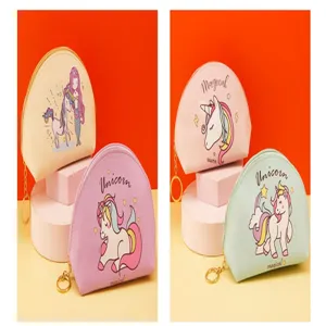 Cute cartoon unicorn half-round cosmetic bag large capacity waterproof travel storage pouch
