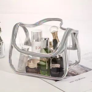 Borsa Da Trucco Trasparente In PVC Laser Cangiante Grande Capacità Organizer Per Lavaggio Da Viaggio Impermeabile Beauty Case