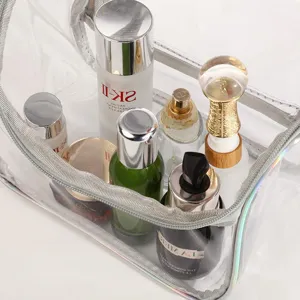 Borsa cosmetica trasparente in PVC viaggio portatile grande capacità borsa per trucco