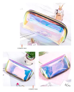 Holografische schimmernde halbrunde Kosmetiktasche mit großer Kapazität für Make-up.