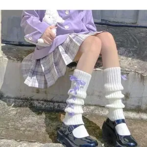 Japanische süße Kreuz-Bandage JK Beinwärmer Winter warme dicke Strickstrümpfe Damen