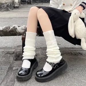 Comfortable white knit leg warmers for women winter stylish aesthetic boot cuffs socks