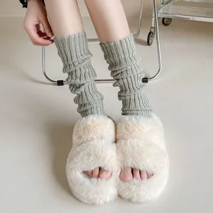 Knit leg warmers detail shot, cozy winter knitted boot cuffs for stylish daily outfits.