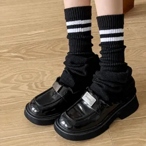 Jambières en tricot noir pour femmes, chaussettes style ballet pour affiner les jambes.