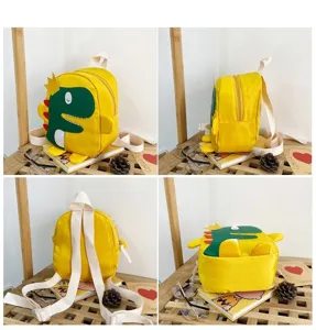 Kleinkind niedlich Dinosaurier Cartoon Rucksack Details, gelbe Tasche für Kindergarten