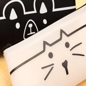Cute cartoon animal translucent pencil case PU leather creative student stationery pouch