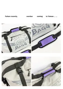 Vue détaillée du sac de sport multifonctionnel avec des sangles robustes et poignées.