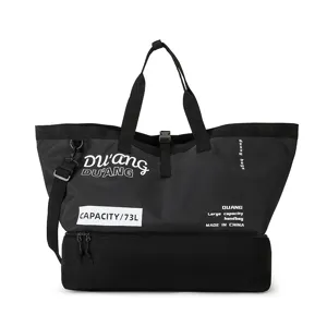 Large capacity travel duffel bag with separate bottom compartment, stylish and durable.