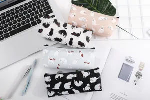 Cute silicone cat pencil case aesthetic stationery pouch for school students and office use.
