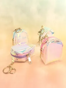Holographic transparent mini backpack coin purse cute TPU key chain pendant bag main view