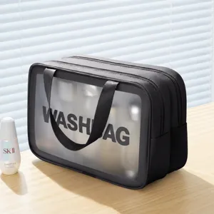 Waterdichte Reis Toiletzak Voor Heren Dames Droge En Natte Scheiding Cosmetische Tas Draagbare Make-Up Organizer PU-Leer Wastas