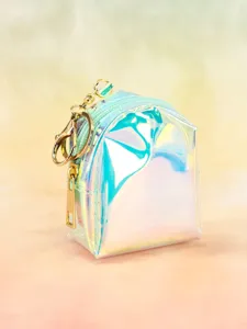 Holographic transparent mini backpack coin purse cute keychain pouch stylish small bag for daily use