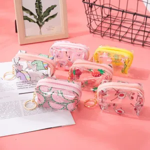 Transparent jelly coin purse, cute PVC zipper storage bag for lipstick, data cables, and cosmetics.