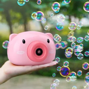 Elektrische Seifenblasen Kamera für Kinder, süßes rosa Schweinchen Spielzeug für draußen.