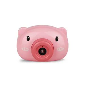 Süßes rosa Schweinchen Elektro Seifenblasen Kamera Spielzeug für Kinder, automatischer Bläser.