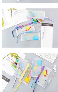 Translucent planet pencil case student portable waterproof stationery storage pouch with zipper