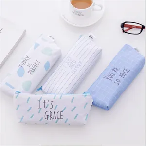 Canvas pencil case cute stationery pouch large capacity student school supplies aesthetic 4pcs