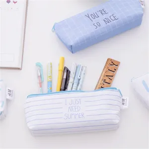 Canvas pencil case large capacity cute student stationery storage pouch multi-functional