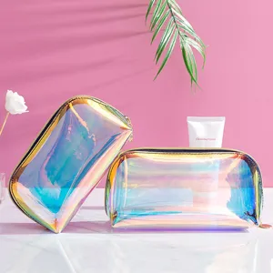 Holographic laser cosmetic bag large capacity portable shell makeup pouch travel wash bag