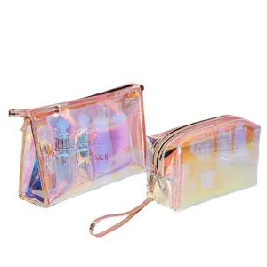 Holographic TPU Waterproof Clear Cosmetic Bag Portable Travel Makeup Pouch Toiletry Organizer