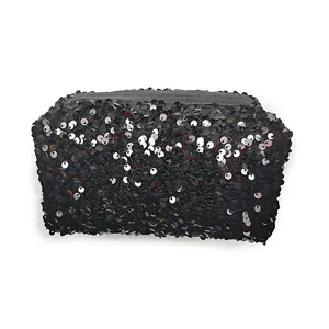 Black sequin makeup bag for women, sparkling travel cosmetic pouch and portable toiletry storage.