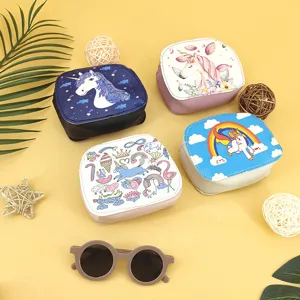 Linda Bolsa Cruzada de Unicornio de Dibujos Animados para Niños PVC Cuero PU Hombro Monedero Elegante Impresión de Arcoíris Mini Bolsa