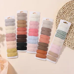 Cute Sweet Fabric Snap Clips For Kids Girls Embroidered Scalloped Edge Hairpins Solid Color Daily Hair Accessories Headwear