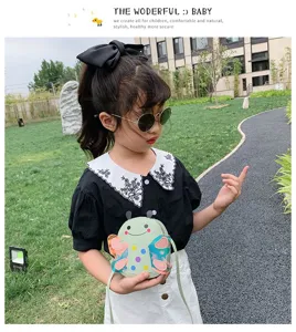 Cute cartoon insect children mini crossbody bag with colorful wings for daily kids fashion wear.