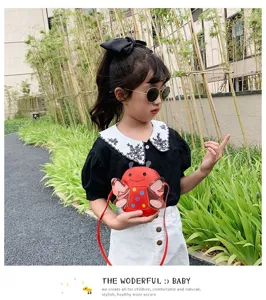 Kids crossbody bag cute red ladybug design mini shoulder bag for little girls fashion accessory
