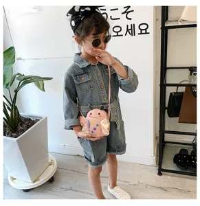 Cute kids crossbody bag for girls and boys, pink cartoon insect mini shoulder bag summer.