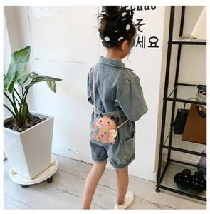 Cute kids mini crossbody bag detail view, adorable pink insect shoulder bag for daily wear.