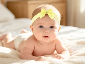 Macaron color baby bow headband, soft fabric cute hair accessory for infant girls detail.