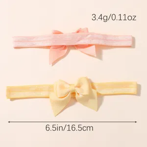 Macaron color children bow headband cute baby hair accessories soft fabric hair band 2pcs