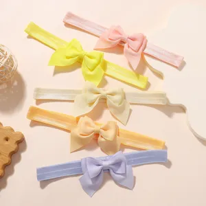 Macaron color children bow headband cute baby fabric hair accessories set for little girls