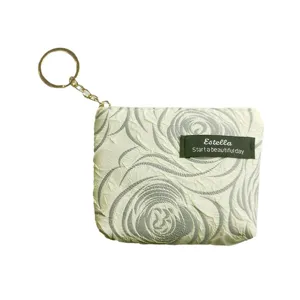 Mini women coin purse with keyring zipper cute compact wallet for cards keys and coins