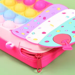 Silikon Eisbecher Push Pop Fidget Spielzeug Münzbeutel und süße Umhängetasche.