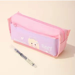 Cute Korean style cartoon girl large capacity pencil case pastel stationery bag organizer