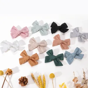 Kinder einfarbige Schleife Haarklammern süße handgemachte Entenschnabel Clips für Babys.