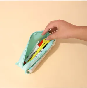 Cartoon puppy large capacity pencil case zipper macaron stationery storage bag detail view