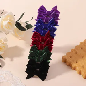 Kinder Samt Schleife Haarnadeln Set, süße einfarbige Haarklammern für kleine Mädchen Haar Styling.